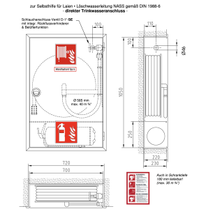 Jockel UP Wandhydrantenschrank Typ S Wandhydrant, inkl. Feuerlöscherfach unten